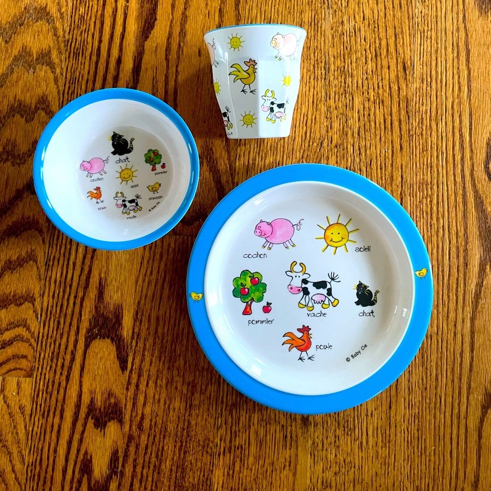Baby Cie plate, bowl, cup, spoon, and fork - Picture 3 of 13